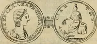 An illustration from Numismata ærea imperatorum, augustarum, et cæsarum, in coloniis, municilpiis, et urbibus jure latio donatis, ex omni modulo percussa (1695)