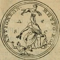 An illustration from Numismata ærea imperatorum, augustarum, et cæsarum, in coloniis, municilpiis, et urbibus jure latio donatis, ex omni modulo percussa (1695)
