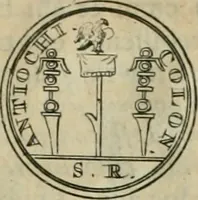 An illustration from Numismata ærea imperatorum, augustarum, et cæsarum, in coloniis, municilpiis, et urbibus jure latio donatis, ex omni modulo percussa (1695)