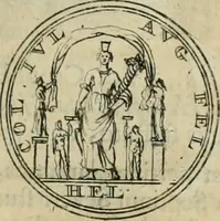 An illustration from Numismata ærea imperatorum, augustarum, et cæsarum, in coloniis, municilpiis, et urbibus jure latio donatis, ex omni modulo percussa (1695)