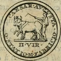 An illustration from Numismata ærea imperatorum, augustarum, et cæsarum, in coloniis, municilpiis, et urbibus jure latio donatis, ex omni modulo percussa (1695)
