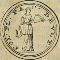 An illustration from Numismata ærea imperatorum, augustarum, et cæsarum, in coloniis, municilpiis, et urbibus jure latio donatis, ex omni modulo percussa (1695)