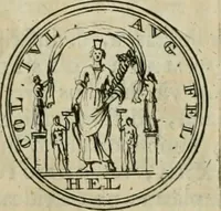 An illustration from Numismata ærea imperatorum, augustarum, et cæsarum, in coloniis, municilpiis, et urbibus jure latio donatis, ex omni modulo percussa (1695)