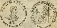 An illustration from Numismata ærea imperatorum, augustarum, et cæsarum, in coloniis, municilpiis, et urbibus jure latio donatis, ex omni modulo percussa (1695)