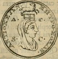 An illustration from Numismata ærea imperatorum, augustarum, et cæsarum, in coloniis, municilpiis, et urbibus jure latio donatis, ex omni modulo percussa (1695)