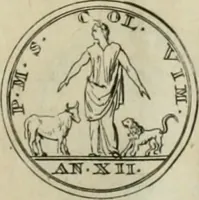 An illustration from Numismata ærea imperatorum, augustarum, et cæsarum, in coloniis, municilpiis, et urbibus jure latio donatis, ex omni modulo percussa (1695)