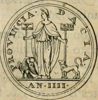 An illustration from Numismata ærea imperatorum, augustarum, et cæsarum, in coloniis, municilpiis, et urbibus jure latio donatis, ex omni modulo percussa (1695)