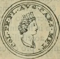 An illustration from Numismata ærea imperatorum, augustarum, et cæsarum, in coloniis, municilpiis, et urbibus jure latio donatis, ex omni modulo percussa (1695)