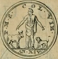 An illustration from Numismata ærea imperatorum, augustarum, et cæsarum, in coloniis, municilpiis, et urbibus jure latio donatis, ex omni modulo percussa (1695)