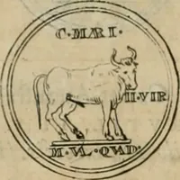 An illustration from Numismata ærea imperatorum, augustarum, et cæsarum, in coloniis, municilpiis, et urbibus jure latio donatis, ex omni modulo percussa (1695)