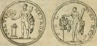 An illustration from Numismata ærea imperatorum, augustarum, et cæsarum, in coloniis, municilpiis, et urbibus jure latio donatis, ex omni modulo percussa (1695)