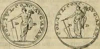An illustration from Numismata ærea imperatorum, augustarum, et cæsarum, in coloniis, municilpiis, et urbibus jure latio donatis, ex omni modulo percussa (1695)