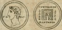An illustration from Numismata ærea imperatorum, augustarum, et cæsarum, in coloniis, municilpiis, et urbibus jure latio donatis, ex omni modulo percussa (1695)