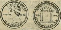 An illustration from Numismata ærea imperatorum, augustarum, et cæsarum, in coloniis, municilpiis, et urbibus jure latio donatis, ex omni modulo percussa (1695)
