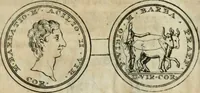 An illustration from Numismata ærea imperatorum, augustarum, et cæsarum, in coloniis, municilpiis, et urbibus jure latio donatis, ex omni modulo percussa (1695)