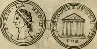 An illustration from Numismata ærea imperatorum, augustarum, et cæsarum, in coloniis, municilpiis, et urbibus jure latio donatis, ex omni modulo percussa (1695)