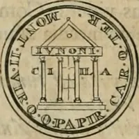 An illustration from Numismata ærea imperatorum, augustarum, et cæsarum, in coloniis, municilpiis, et urbibus jure latio donatis, ex omni modulo percussa (1695)
