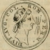 An illustration from Numismata ærea imperatorum, augustarum, et cæsarum, in coloniis, municilpiis, et urbibus jure latio donatis, ex omni modulo percussa (1695)
