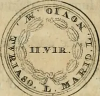 An illustration from Numismata ærea imperatorum, augustarum, et cæsarum, in coloniis, municilpiis, et urbibus jure latio donatis, ex omni modulo percussa (1695)
