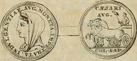 An illustration from Numismata ærea imperatorum, augustarum, et cæsarum, in coloniis, municilpiis, et urbibus jure latio donatis, ex omni modulo percussa (1695)