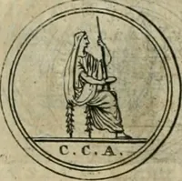 An illustration from Numismata ærea imperatorum, augustarum, et cæsarum, in coloniis, municilpiis, et urbibus jure latio donatis, ex omni modulo percussa (1695)