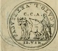 An illustration from Numismata ærea imperatorum, augustarum, et cæsarum, in coloniis, municilpiis, et urbibus jure latio donatis, ex omni modulo percussa (1695)