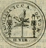 An illustration from Numismata ærea imperatorum, augustarum, et cæsarum, in coloniis, municilpiis, et urbibus jure latio donatis, ex omni modulo percussa (1695)