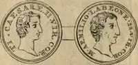 An illustration from Numismata ærea imperatorum, augustarum, et cæsarum, in coloniis, municilpiis, et urbibus jure latio donatis, ex omni modulo percussa (1695)