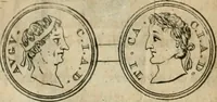 An illustration from Numismata ærea imperatorum, augustarum, et cæsarum, in coloniis, municilpiis, et urbibus jure latio donatis, ex omni modulo percussa (1695)