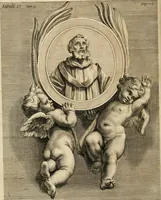 An illustration from Numismata summorum pontificum Templi Vaticani fabricam indicantia, chronologica ejusdem fabricae narratione ac multiplici eruditione explicata. Atque uberiori numismatum omnium pontificiorum lucubrationi veluti prodromus praemissa (1700)