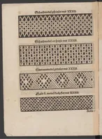 An illustration from Nüw Modelbuoch : allerley Gattungen Däntelschnür, so diser Zyt in hoch Tütschlanden geng und brüchig sind / zuo Underricht jren Leertöchteren unnd allen anderen Schnürwürckeren zuo Zürych und wo die sind yetz nüwlich zuobereit und erstmals in Truck verfergket durch R. M. (1561)