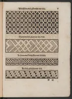 An illustration from Nüw Modelbuoch : allerley Gattungen Däntelschnür, so diser Zyt in hoch Tütschlanden geng und brüchig sind / zuo Underricht jren Leertöchteren unnd allen anderen Schnürwürckeren zuo Zürych und wo die sind yetz nüwlich zuobereit und erstmals in Truck verfergket durch R. M. (1561)
