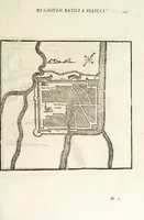 An illustration from Nvova inventione di fabricar fortezze, : di varie forme, in qvalvnqve sito di piano, di monte, in acqua, con diuersi disegni, et vn trattato del modo, che si hà da osseruare in esse, con le sve misvre, et ordine di levar le piante, tanto in fortezze reali, quanto non reali. (1598)