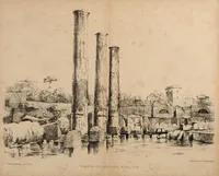 An illustration from Observations on the temple of Serapis at Pozzuoli near Naples : with an attempt to explain the causes of the frequent elevation and depression of large portions of the earth's surface in remote periods and to prove that those causes continue in action at the present time : with a supplement of Conjectures on the physical condition of the surface of the moon (1847)