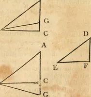 An illustration from The elements of Euclid : viz, the first six books, together with the eleventh and twelfth : the errors, by which Theon, or others, have long ago vitiated these books, are corrected, and some of Euclid's demonstrations are restored : also, The book of Euclid's data, in like manner corrected (1834)