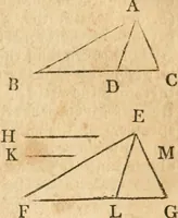 An illustration from The elements of Euclid : viz, the first six books, together with the eleventh and twelfth : the errors, by which Theon, or others, have long ago vitiated these books, are corrected, and some of Euclid's demonstrations are restored : also, The book of Euclid's data, in like manner corrected (1834)