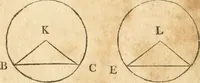 An illustration from The elements of Euclid : viz, the first six books, together with the eleventh and twelfth : the errors, by which Theon, or others, have long ago vitiated these books, are corrected, and some of Euclid's demonstrations are restored : also, The book of Euclid's data, in like manner corrected (1834)