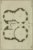 An illustration from Oikidia, or, Nutshells : being ichnographic distributions for small villas, chiefly upon oeconomical principles : in seven classes, with occasional remarks (1785)