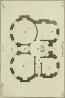 An illustration from Oikidia, or, Nutshells : being ichnographic distributions for small villas, chiefly upon oeconomical principles : in seven classes, with occasional remarks (1785)