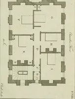An illustration from Oikidia, or, Nutshells : being ichnographic distributions for small villas, chiefly upon oeconomical principles : in seven classes, with occasional remarks (1785)