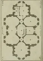 An illustration from Oikidia, or, Nutshells : being ichnographic distributions for small villas, chiefly upon oeconomical principles : in seven classes, with occasional remarks (1785)