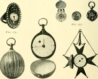 An illustration from Old clocks and watches & their makers, being an historical and descriptive account of the different styles of clocks and watches of the past, in England and abroad, to which is added a list of ten thousand makers (1904)