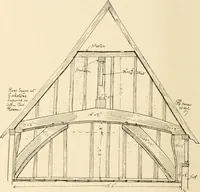 An illustration from Old cottages & farm-houses in Surrey / illustrated on one hundred collotype plates from photographs specially taken by W. Galsworthy Davie, with an introduction and numerous sketches by W. Curtis Green (1908)