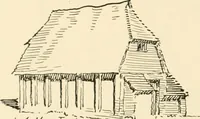 An illustration from Old cottages & farm-houses in Surrey / illustrated on one hundred collotype plates from photographs specially taken by W. Galsworthy Davie, with an introduction and numerous sketches by W. Curtis Green (1908)