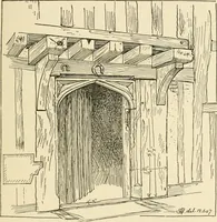 An illustration from Old cottages & farm-houses in Surrey / illustrated on one hundred collotype plates from photographs specially taken by W. Galsworthy Davie, with an introduction and numerous sketches by W. Curtis Green (1908)