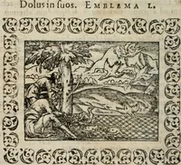 Picture 72 of 263 from Omnia Andreae Alciati v. c. emblemata : cum commentariis, quibus emblematum omnium aperta origine, mens authoris explicatur, & obscura omnia dubiaque illustrantur (1583), leaf 213