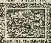 An illustration from Omnia Andreae Alciati v. c. emblemata : cum commentariis, quibus emblematum omnium aperta origine, mens authoris explicatur, & obscura omnia dubiaque illustrantur (1583)