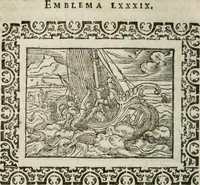 An illustration from Omnia Andreae Alciati v. c. emblemata : cum commentariis, quibus emblematum omnium aperta origine, mens authoris explicatur, & obscura omnia dubiaque illustrantur (1583)