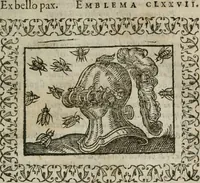 An illustration from Omnia Andreae Alciati v. c. emblemata : cum commentariis, quibus emblematum omnium aperta origine, mens authoris explicatur, & obscura omnia dubiaque illustrantur (1583)