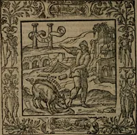 An illustration from Omnia Andreae Alciati v.c. emblemata : cum commentariis, quibus emblematum omnium aperta origine, mens auctoris explicatur, & obscura omnia dubiaque illustrantur (1581)